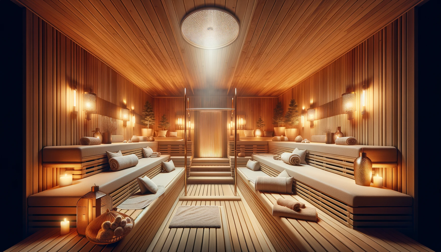Warm wooden sauna interior